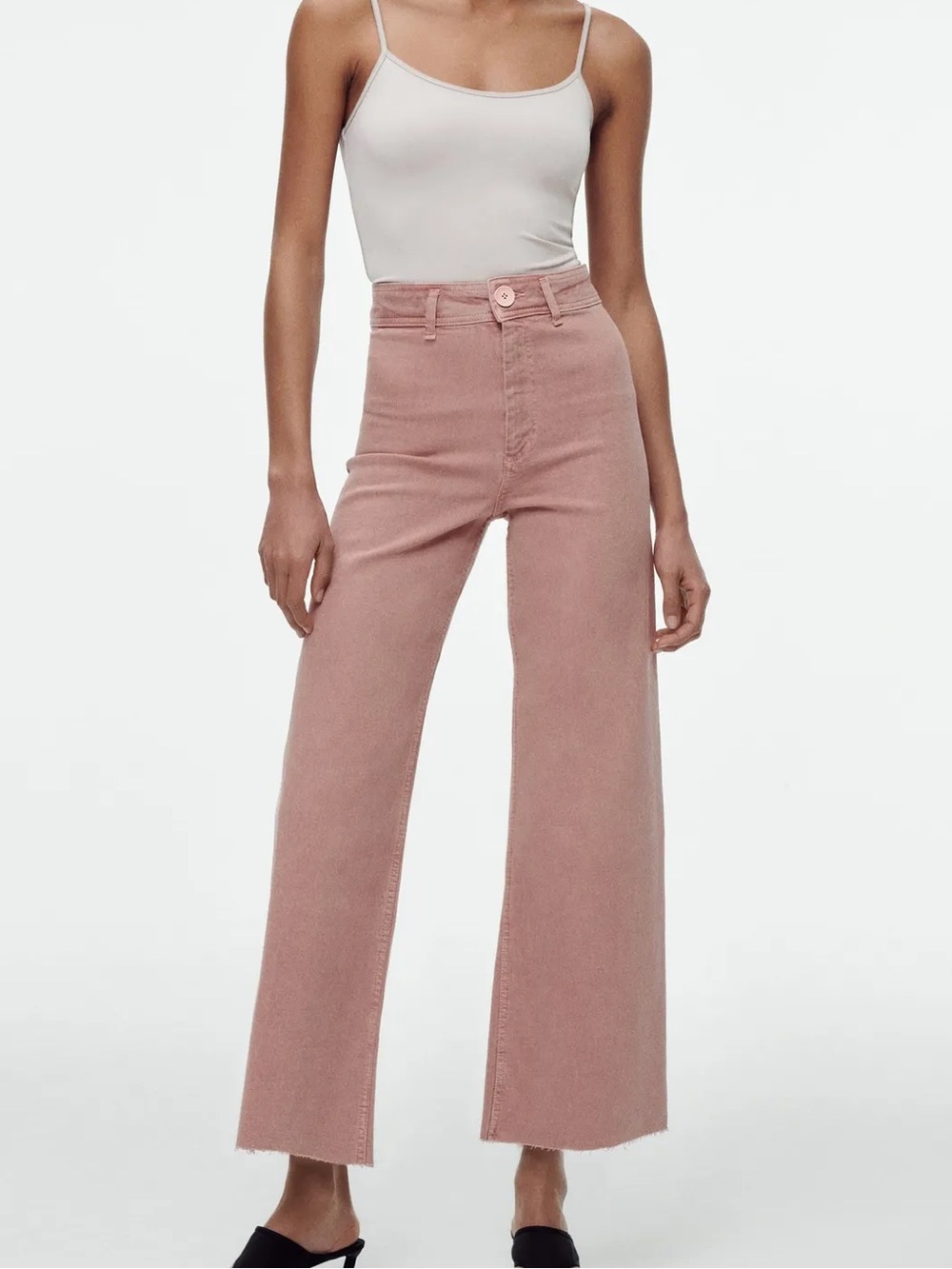 ZARA High-Rise marine Jeans in Dusty Rose mauve Pink 6 stretch flattering
